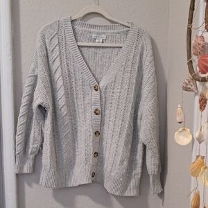 cupcakes & cashmere Light Gray Button-Up Cardigan